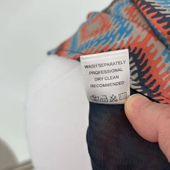 Paraella Womens Geometric Cap Sleeve Sheath Dress Size M Blue Coral Tan - Picture 13 of 15